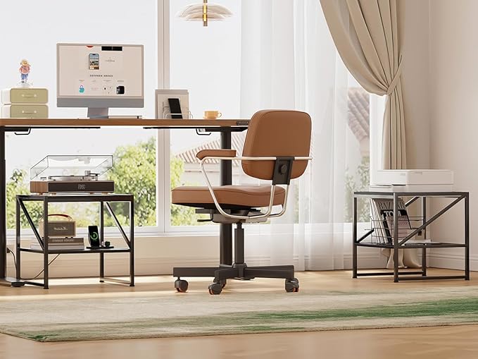 2-Tier Large Priner Stand with Charging Station, 20"×20" Under Desk Printer Table with Power Outlets and USB Ports for Home Office, Heavy Duty Storage Rack for Scanner Fax Machine Heat Press, Black