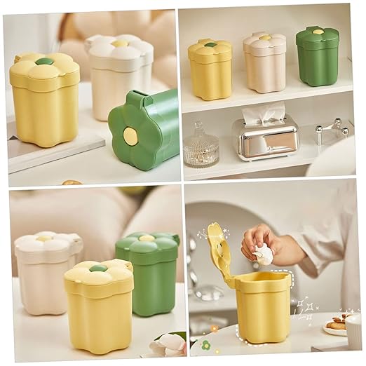 DECHOUS 2pcs Small Basket Mini Kitchen Garbage Can Lid Plastic Desktop Trash Bin Slim Trash Can for Office
