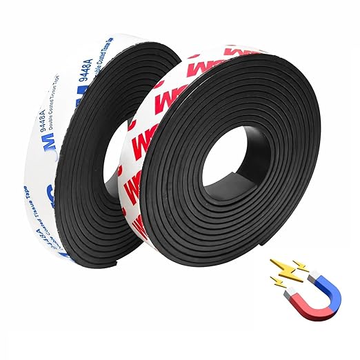 CHUNNIAO A&B Matched Magnetic Tapes with Adhesive 1/2" x 7' (2 Rolls,Total 14 Foot),Thickness 1/12" for Window Screen Replacement