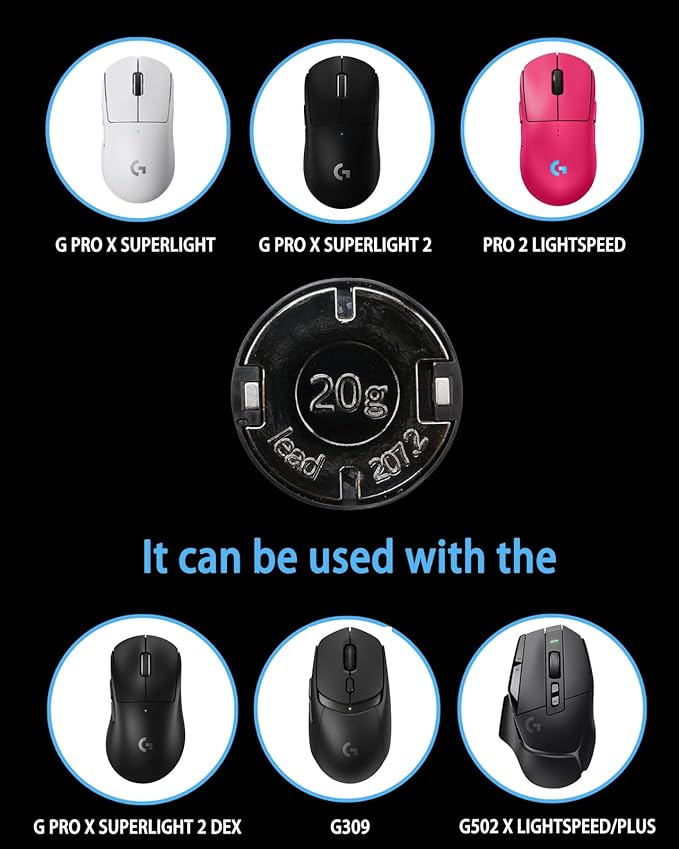 The Mouse Balance Tuning Weight (Standard 20g), Mouse Weight, Replacement for Logitech G Pro X Superlight/2/DEX/G309/G502 X Lightspeed/G502 X Plus Wireless Gaming Mouse