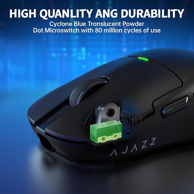 Ajazz AJ159 Dual Mode 2.4G/USB-C 56g Lightweight Gaming/Office Mouse with PAW3395 Sensor, 5 Programmable Buttons Up to 26KDPI with Magnetic Charging Dock for PC/Laptop/Win/Mac (Black)