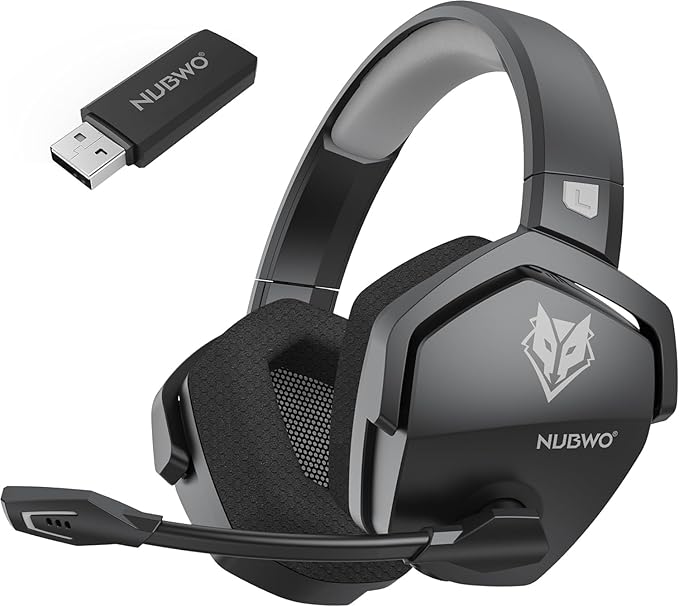 NUBWO Wireless Gaming Headset with Mic for Ps5 Ps4 PC, Zero Interference, 100-Hour Battery All-Day Play, 23ms Sync for Fortnite & Call of Duty/FPS Gamers, Triple Mode All Devices Compatible - New