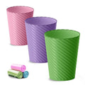 Lysam Bathroom Trash Can, 3 Pack 1.8 Gallons Small Trash Can with Trash Bags, Bathroom Garbage Can, Plastic Trash Bin, Round Waste Basket for Bedroom, Office, Compact Space (Pink Purple Green)