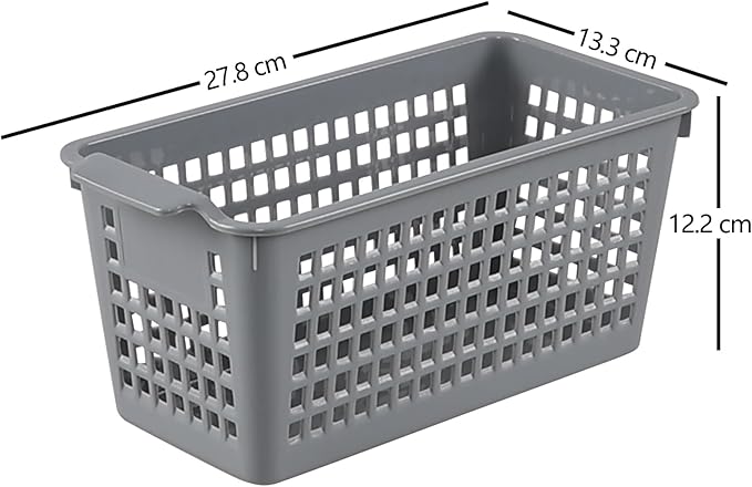 6 Pack Tall Slim Plastic Storage Baskets, Small Basket Organizer for Drawer, Office, Desktop, Gray