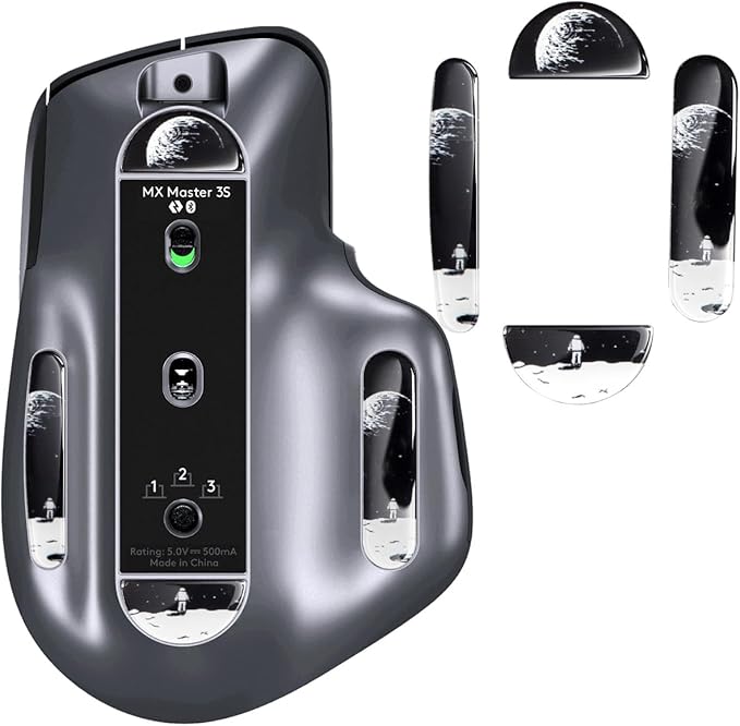 Durable Slimmer Toughened Glass Mouse Skates for Logitech MX Master 3/3s Wireless Gaming Mouse Ultra Smooth Glass Surface Mouse feet (Astronauts Pattern)