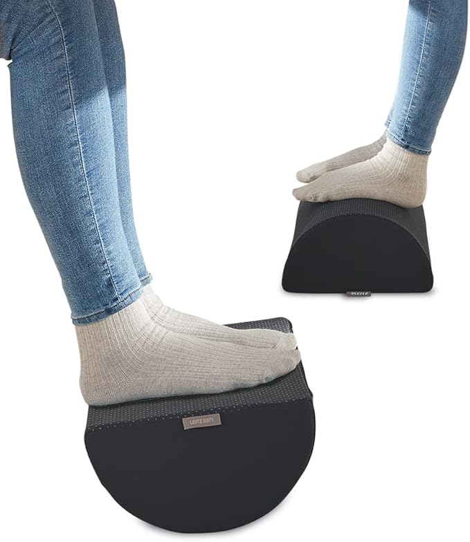 Leitz Desk Foot Rest, Adjustable Leg & Knee Support, Suitable for The Home Office, Relieves Shoulder & Back Ache, Made from Foam with A Fabric Cover, Ergo Cosy Range, Velvet Grey, 53710089