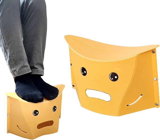 Foldable footrest for Desk and Travel - Foot Stool for Under Office Desk or Airplane Foot Rest for air Travel Comfort (Yellow)