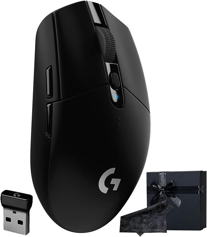 Logitech G305 Lightspeed Wireless Gaming Optical Mouse, Black | Hero Sensor, 12,000 DPI, Lightweight, 6 Programmable Buttons, 250h Battery, Onboard Memory, PC/Mac | Signature Series Gift Bundle