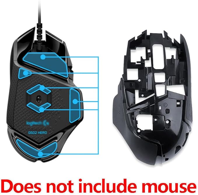 New Mouse Case Top Case Mouse Shell Mouse Housing Framework Cover Replacement with Mice Feet Sticker for Logitech G502 Wired Gaming Mouse