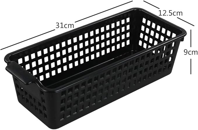 6 Pack Small Plastic Storage Baskets, Black Desktop Baskets