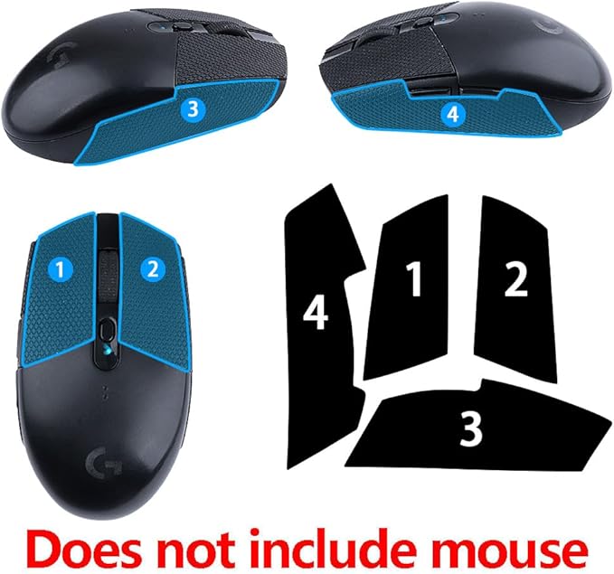 HUYUN Mouse Side Grips Sweat Resistant Pads/Anti Sweat Paste Grip Tape Cut to Fit Easy to Apply Mouse Skin Compatible for Logit G102 G203 G304 G305 G PRO Wired Gaming Mouse