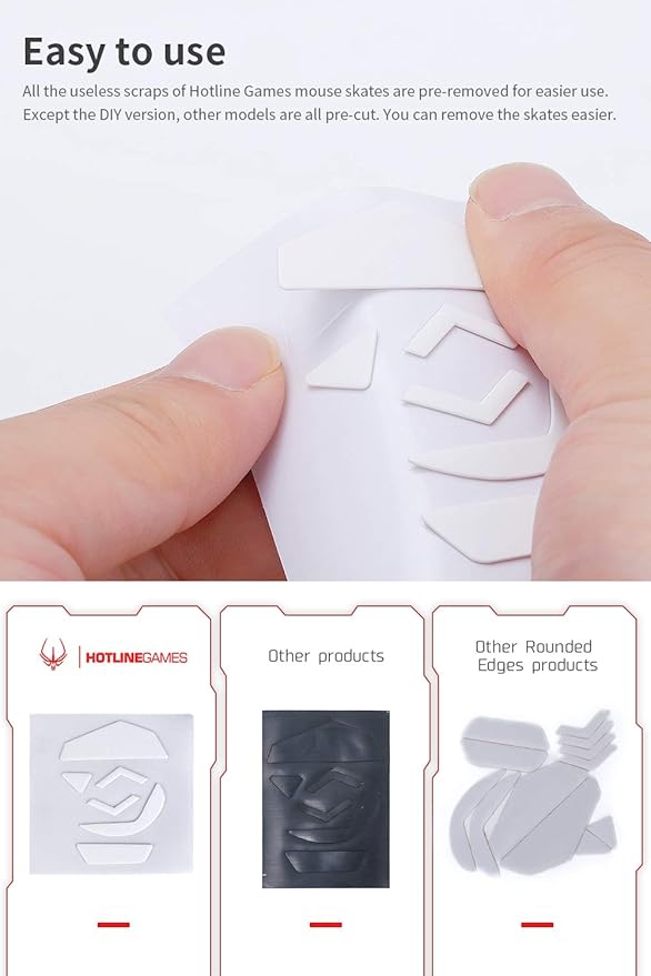 HOTLINEGAMES 2Sets 3.0 Plus Rounded Curved Edges Mouse Feet Skates Compatible with Logitech G305 / G304 Gaming Mouse feet Replacement (0.8mm,Glide Feet Pads, White PTFE) Professional Upgrade Kit