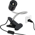 Clip-on E26/E27 Clamp Light Socket with 220 CM Cable, 360 Rotatable Flexible Desk Lamp, 9MM & 350MM Thickened Lengthened Gooseneck, Metal Base, for Bedside