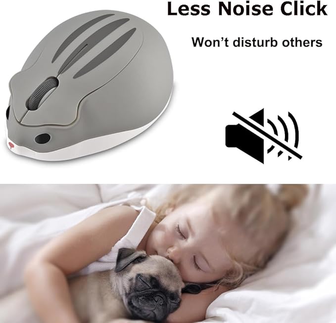 Wireless Mouse Bluetooth Cute Hamster Shape Kawaii Fun Portable Silent Lightweight Quiet Cordless Gaming Mice for PC Laptop Computer Mac iPad Pro MacBook Pro/Air Kids Boys Girls Women Men Gift