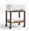YUFAM 2 Tier Printer Stand with Storage,Under Desk Shelf Printer Table, Rolling Printer Cart for Office,Home,Brown