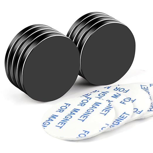 LOVIMAG Waterproof Strong Rare Earth Magnets,Super Strong Neodymium Disc Magnets with Epoxy Coating and Double-Sided Adhesive for Fridge, Scientific, Craft,Office etc, 1.26 inchx1/8 inch-Pack of 9