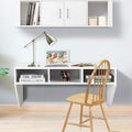 Giantex Wall Mounted Storage Cabinet and Floating Computer Desk Set W/Storage Shelves for Living Room, Bedroom, Office TV Media Floating Console Table Set