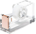 OfficeGoods Acrylic Tape Dispenser – Modern Desk Organizer for Office Supplies, Heavy Duty Refillable Tape Holder for Home and School Crafting, Stylish Desktop Accessory for Gift Wrapping, Rose Gold