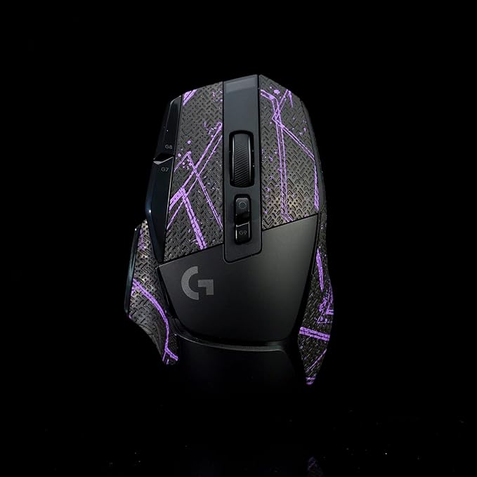Grip Tape for Logitech G502X Lightspeed Plus- Anti-Slip,Enhanced Control, Sweat Resistance,Improves FPS Gaming Grip & Mouse Protection [Pre-Cut] Black Purple 0.5mm