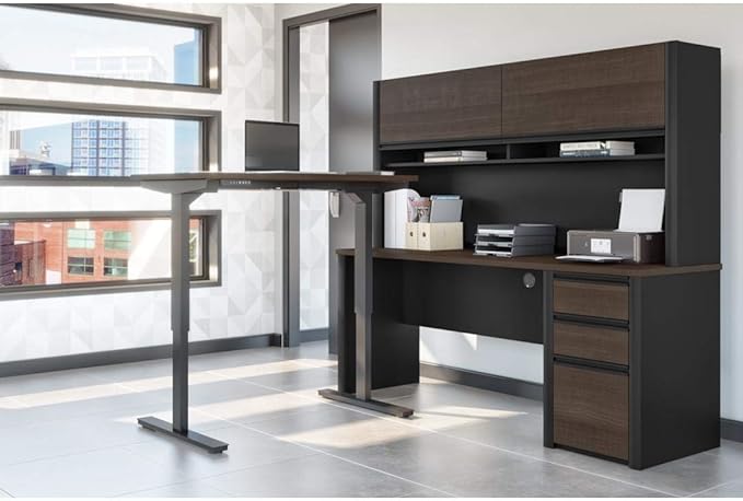 Bestar Connexion 3 Piece Standing Desk Set in Antigua and Black