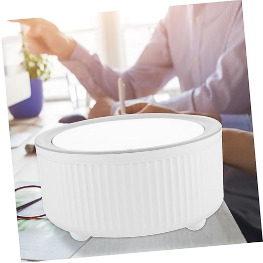 Vaguelly Mini Desktop Trash Can Round Waste Basket for Bedroom and Office Slim Plastic Garbage Bin Press Top Lid Compact Wastebasket for Counters and Nightstands