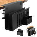 Desk Side Storage, 2 Tier Steel Hanging Organizer, No Drill Side Desk Organizer, Laptop Holder, with Pen Holder, For Office Supplies & Studio Essentials Black