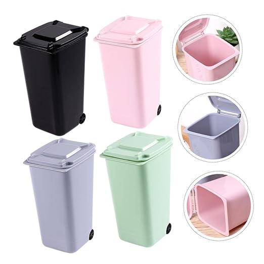 Outanaya Desktop Trash Can Creative Slim Waste Bin Cover Perfect for Home Office Car Mini Organizing Bin Random Color