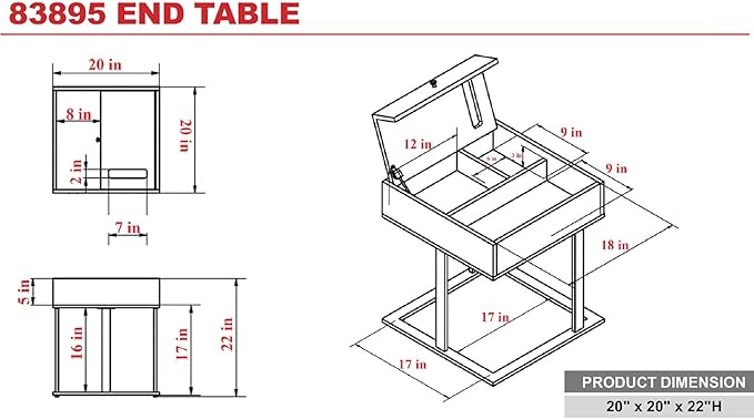 Computer Chair , Home Living Room Furniture Sets,Bookcase Bookshelf Accent Computer Desk, Luxury Coffee Table with Lift Top End Table Side Chairs Furniture for Home Office Living Room ( Color : End Ta