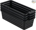 Anbers Black Narrow Storage Baskets for Multi-use, Small Plastic Organizer Baskets, 4 Pack