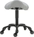 Saddle Salon Stool with Wheels,Heavy Duty Adjustable Rolling Stool for Barber, Tattoo, Nail,Spa,Dentist(Gray)