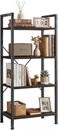 4 Tier Bookshelf, Free Standing Wooden Bookcase with Open Storage Shelves with Metal Frame, Sturdy Shelf Organization Display Rack for Living Room, Bedroom, Home Office, 39.4" Tall, Black