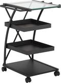 SD Studio Designs Modern Triflex Mobile Storage Taboret for Arts and Crafts, Charcoal/Clear Glass
