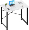 OLIXIS Small Computer Desk for Home Office, 32 Inch Writing Desk for Small Spaces, Study Table with X-Shaped Reinforcement, Sturdy Bedroom Table with Metal Frame, Easy Assembly, Black&White