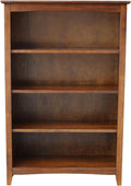 Solid Wood Bookcase 48" High, Adjustable Shelves, Parawood Construction, Easy Assembly, Kitchen/Dining Storage Furniture
