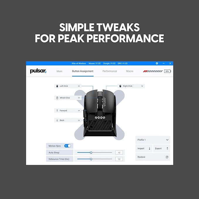 Pulsar Gaming Gears LAB X2F Wireless Fingertip Gaming Mouse, Ultra Lightweight 1.34 oz (38 g), HUANO Blue Pink Dot Switches, 32,000 DPI, 750 IPS, XS-1 Sensor, 8K Compatible (Black) (Renewed)