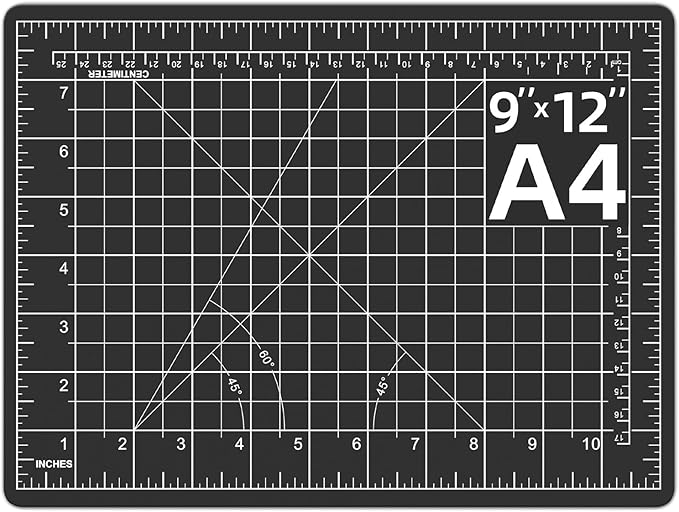 DIYSELF Cutting Mat 9in×12in, Cutting Mats for Crafts, Self Healing Cutting Mats A4, Fabric Cutting Mat Double Side for Sewing, Quilting, Rotating Craft Mat for Desktop, Matting & Mounting Materials