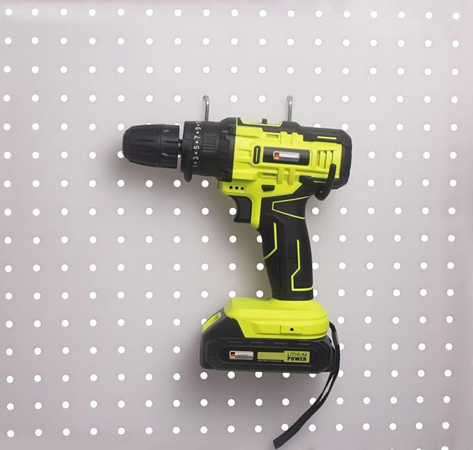 KINOMI 4 Heavy Duty Pegboard Drill Holder Power Tool Holder Pegboard Hooks with scratchproof Coating for Drills, Other Power Tools, Handheld Tools etc in Garages, Tool Sheds
