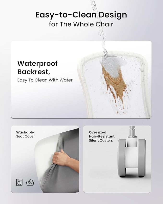 ProtoArc Ergonomic Office Chair – Flexer Mesh Couputer Chair for Women, Foam Sliding Seat, 125° Recline, Home Desk Chairs for Small Spaces, Stylish & Comfortable – White
