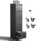 5 Drawer Rolling File Cabinet with Lock, Metal Filing Cabinets on Wheels, Vertical Steel Office Drawers Storage for Hanging Legal/Letter Folders, Require Assembly (Black)