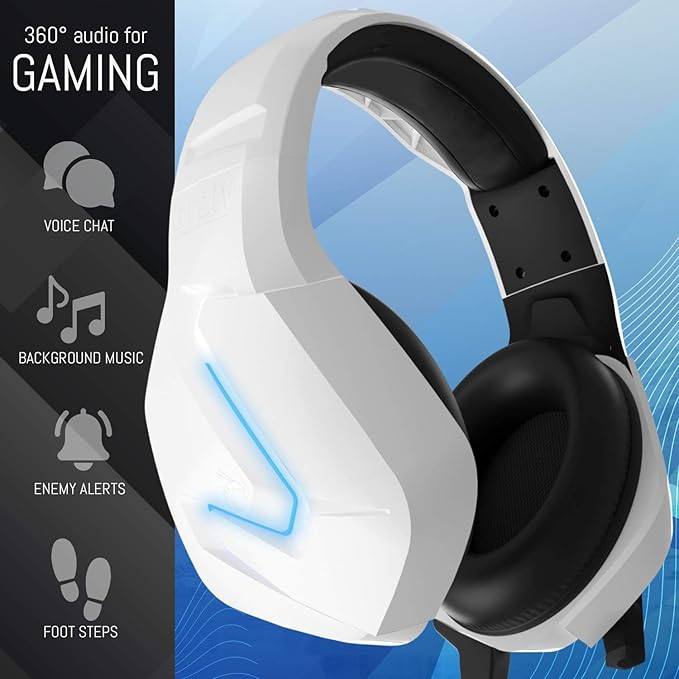 Orzly Gaming Headset (White) for PC and Gaming Consoles PS5, PS4, Xbox Series X | S, Xbox ONE, Nintendo Switch & Google Stadia Stereo Sound with Noise Cancelling mic - Hornet RXH-20 Siberia Edition