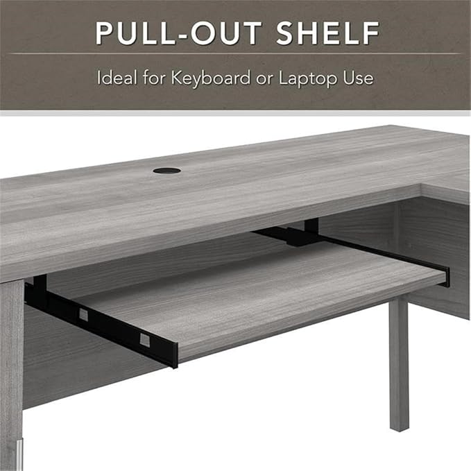 Bush Furniture Somerset 72W L Shaped Desk with Hutch and Lateral File Cabinet in Platinum Gray