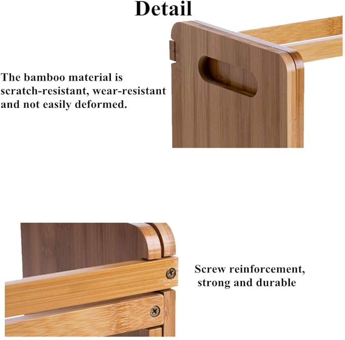 Bamboo Desktop Bookshelf Adjustable Storage Organizer Display Shelf Rack,Countertop Platforms, Book Stands Shelves