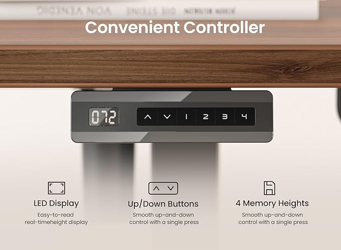 BANTI 55 × 24 Inches Standing Desk, Ergonomic, Electric Height Adjustable, Sit and Stand Up, Computer Office Desk with Splice Board, Black Frame/Black Walnut Top