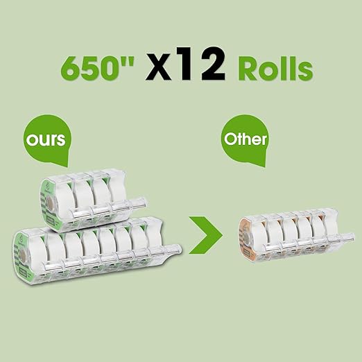 Tape, Invisible Tape Rolls with 6 Dispensers, Home Office Supplies and Back to School Supplies for College and Classrooms, Matte Finish, 3/4 in x 650 in