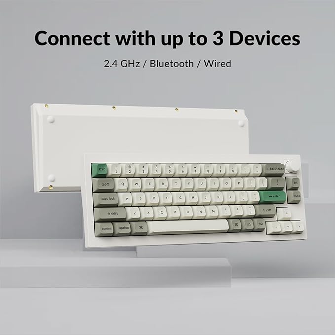 Keychron Q2 Max Wireless Custom Mechanical Gaming Keyboard, QMK/VIA Programmable Knob 2.4 GHz/Bluetooth 5.1/Wired, 65% Compact RGB Hot-Swap with Gateron Banana Switch for Mac Windows Linux - White