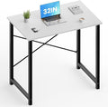 OLIXIS 32 Inch Small Computer Work Desk with X-Shaped Reinforcement, Gaming Study Writing Table for Home Office Small Space, Metal Frame, Black&White