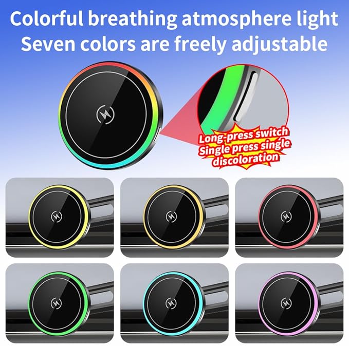 Car Magnetic Phone Mount for Kia Seltos 2021 2022 2023 Auto Interior Accessories Best Cellphone Holder Fast 15W Wireless Charger Cell Phones Charging Screen Stand