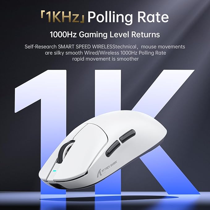 ATTACK SHARK X8 Plus Wireless Gaming Mouse,55g Ultra-Lightweight Wired/BT/2.4GHz Wireless Programmable Mouse,1K Polling Rate,PixArt PAW3395PRO Sensor,40K DPI,Gamer Mice for PC/Win/Mac/Big Hand(Black)