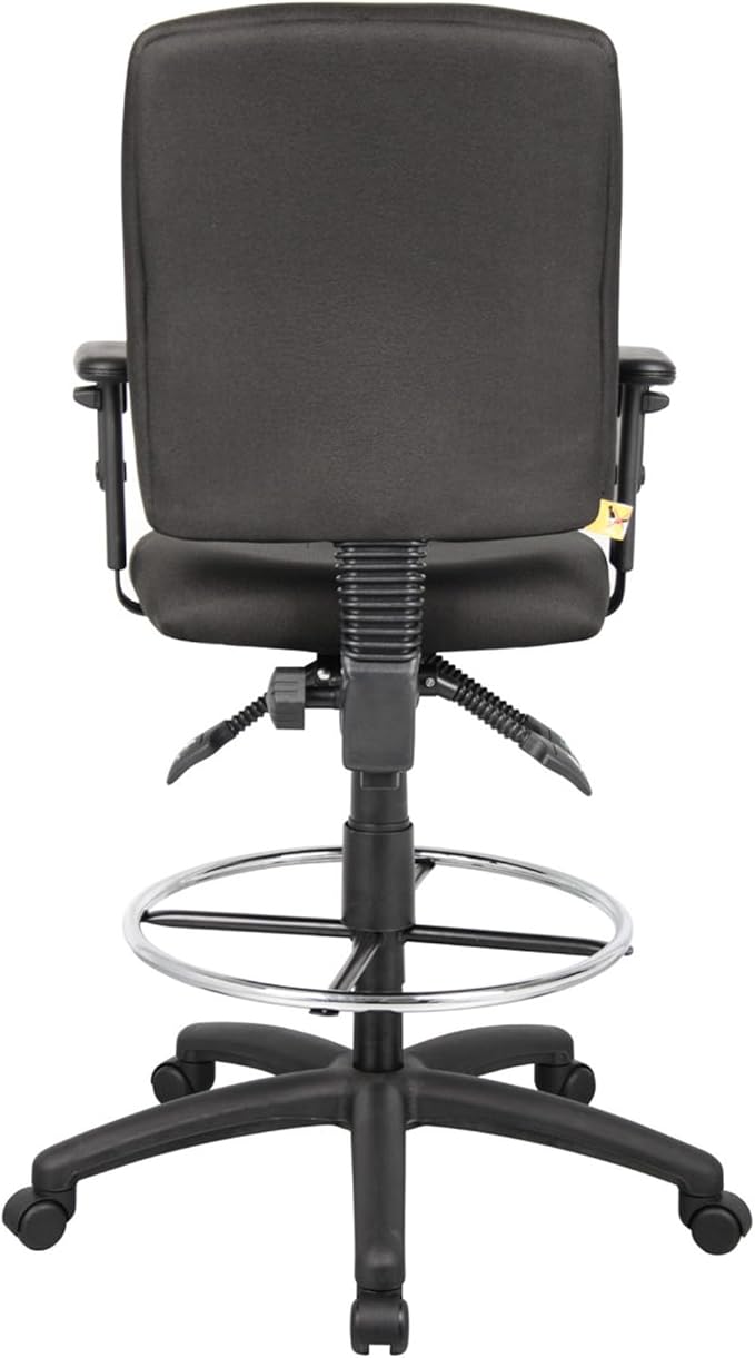 Benzara Jea Drafting Stool, Seat Tilt Lock, Adjustable Arms, Black Crepe