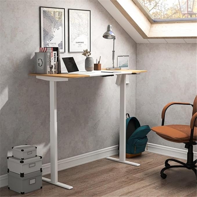 Furniture of America Quade Modern 2-Piece White Metal Adjustable Desk and Chair Home Office Set